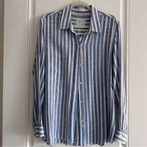 Rails Soft Linen Blue and White Striped Casual Shirt